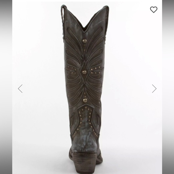 Liberty black butterfly inlay cowboy boots gray studded grafito bohemian gypsy - Picture 2 of 4